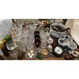 Assorted crystal drinking glasses, together with magnifying glasses, paperweights,