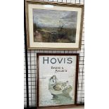 John Keen Landscape Scene Acrylics Signed Together with a Hovis Bread & Biscuits Poster