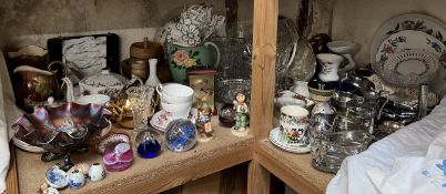 Carltonware Rouge Royale pottery vase and jug together with a carnival glass bowl, various treen,