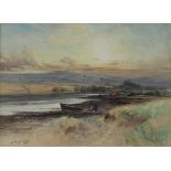 Thomas S Hutton River scene Watercolour Signed 36 x 49.