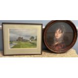 P Webb A farmstead Pastels Signed Together with a portrait print