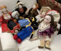 A Russian doll Tatiana together with five other dolls and two Kate Finn teddy bears