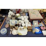 A stool together with a Royal Ascot part tea service, Wedgwood, model car,