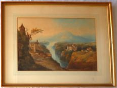 Attributed to J D Harding A classical landscape scene Watercolour 34.