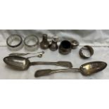 A pair of George IV silver fiddle pattern table spoons, London, 1829, William M Traies,