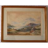 E L Herring A mountainous landscape Watercolour Signed and dated 1887 39 x 57cm