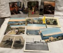 Assorted postcards, including sentimental cards, views of Malta, Gibralter, Titanic,