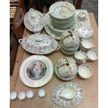 A Mintons Haddon Hall pattern part tea and dinner service together with a set of six Royal
