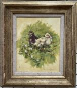 Neville Barker Ducklings Oil on canvas Signed 24 x 19cm