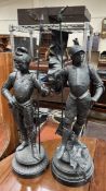 A pair of spelter figures of cavaliers