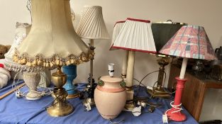 A collection of table lamps