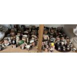 Sixty nine assorted Royal Doulton character jugs including Sherlock Holmes D7011, Doctor Watson,