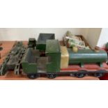 A scratch built locomotive and tender together with a tank,