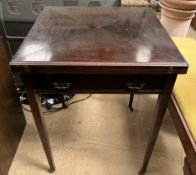 An Edwardian mahogany envelope card table of square form,