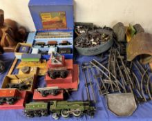 A Hornby Dublo train set, boxed together with an O gauge Flying Scotsman locomotive and Tender,