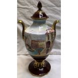 A Caverswall porcelain twin handled vase and cover of a Venetian Harbour No.15 of 50, painted by R.