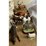 Border Fine Arts figures including a Golden Retriever, Stag, Cocker Spaniel,