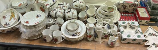 An extensive Royal Worcester Evesham pattern part tea and dinner service together with Portmeirion