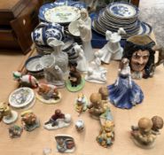 A Royal Doulton part dinner set, together Royal Doulton figures, Royal Doulton character jug,