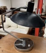 A mid 20th century chrome and black table lamp