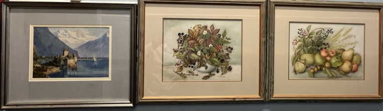 Aino Facevicius Still life study of a vase of wild fruit Watercolour Together with a companion (a - Image 2 of 4