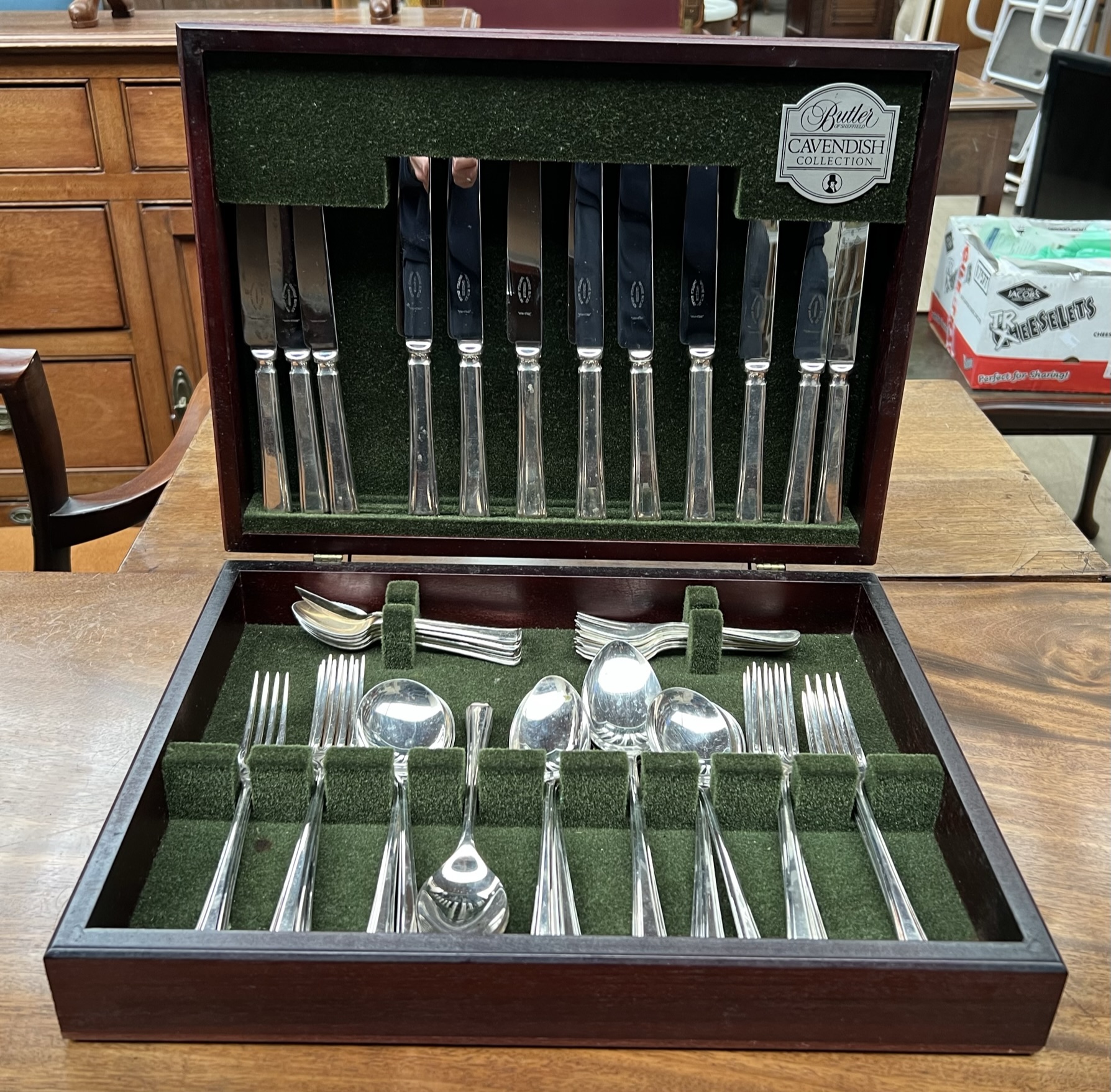 A Butler of Sheffield canteen of electroplated cutlery from the Cavendish collection,