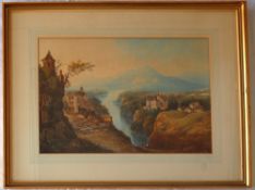 Attributed to J D Harding A classical landscape scene Watercolour 34.