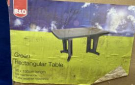 A B&Q Green rectangular garden table ***PLEASE NOTE THAT THIS LOT WILL BE DISPOSED OF 14 DAYS FROM