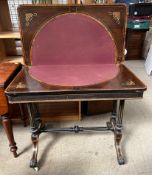 A late Victorian ebonised and burr walnut card table,