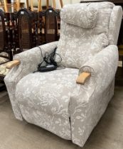 The Ascot riser recliner upholstered electric chair, in Melodia Flower Oatmeal,