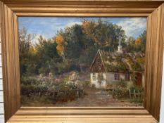 Carl Carlsen A cottage in a landscape Oil on canvas Signed and dated 1906