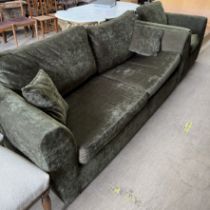 An upholstered three seater sofa bed together with a matching chair ***PLEASE NOTE THAT THIS LOT