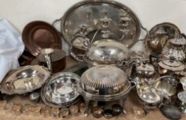 An electroplated twin handled tray together with a quantity of electroplated wares including a