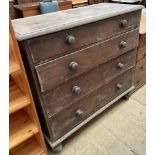 A Victorian pine chest of drawers,