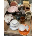 A Ridgways tankard together with tureens and covers, teapots,