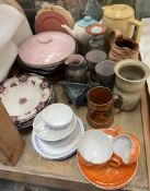 A Ridgways tankard together with tureens and covers, teapots,