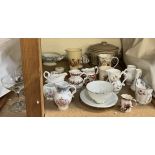 A Wadeheath George VI commemorative jug together with other jugs, Babycham glasses,