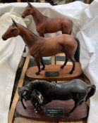 A Connoisseur model by Beswick of Black Beauty and Foal together with another of Red Rum and Arkle