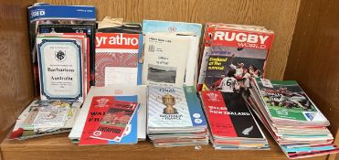 A collection of Rugby programmes from the 1970s,80s and 90s,