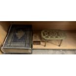 A leather bound bible together with a brass trivet and a burr walnut snuff box ***TO BE RE-OFFERED