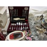 A Viners Jasmine pattern part flatware service together with collectors plates,