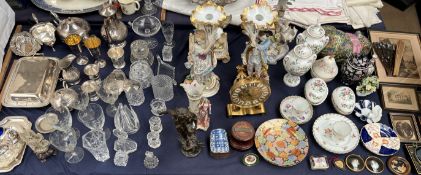 A large lot including a pair of continental porcelain figures together with continental porcelain