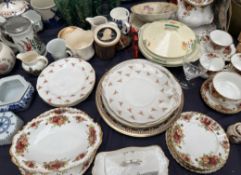 A large lot including Old Country Roses part dinner set together with a stein, vases, plates,