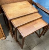 A nest of three teak tables, E.