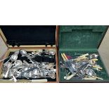 Assorted electroplated flatwares contained with cutlery boxes