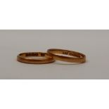Two 22ct gold wedding bands, both size K,