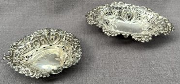 A late Victorian silver dish of pierced oval form, Birmingham, 1897,