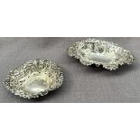 A late Victorian silver dish of pierced oval form, Birmingham, 1897,