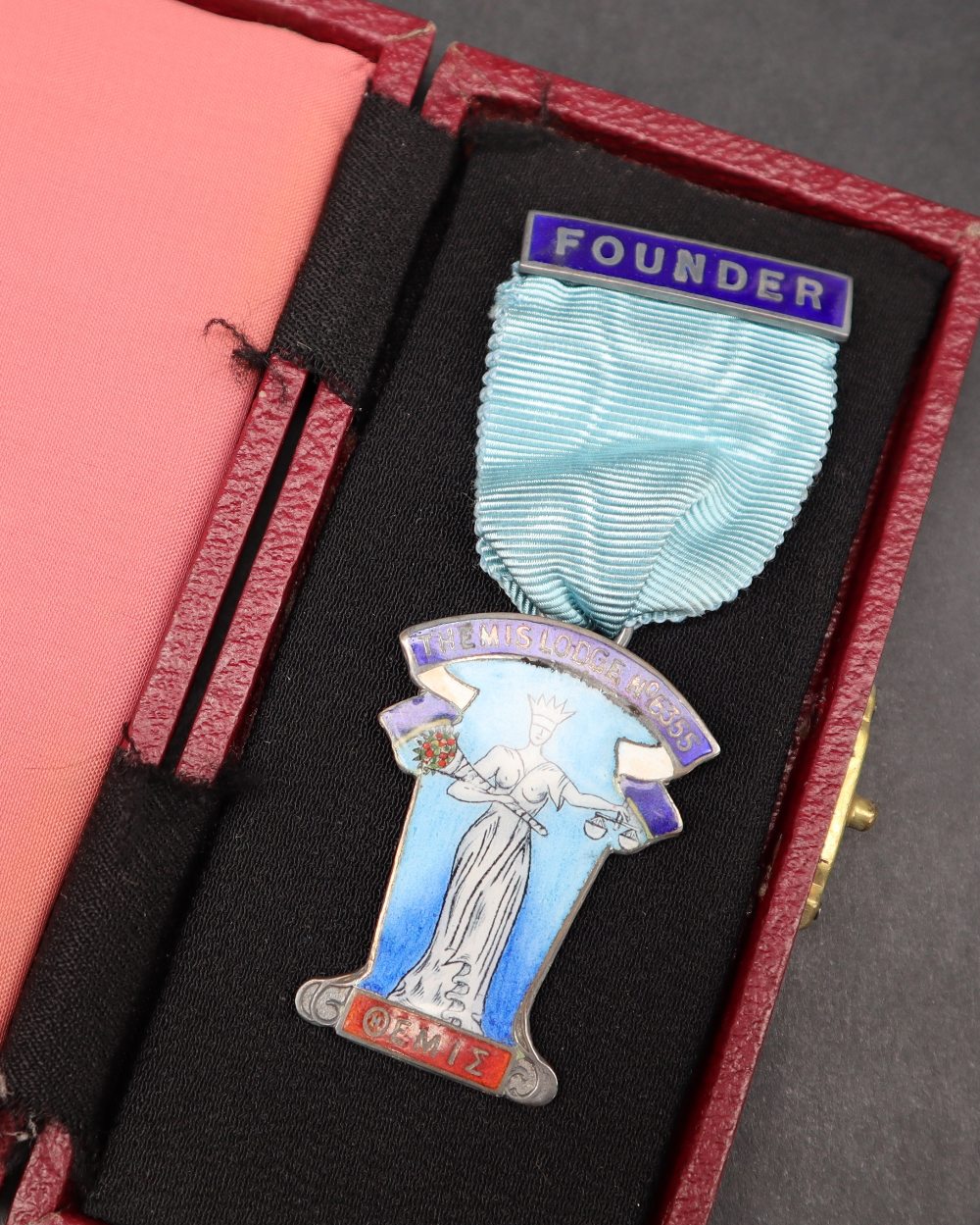 Freemasonry - A silver and enamel Founder's Jewel for the Themis Lodge No.