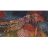 Chris Griffin Cantabrian landscape Alkyd Signed and label verso 21 x 38cm **Artist resale rights